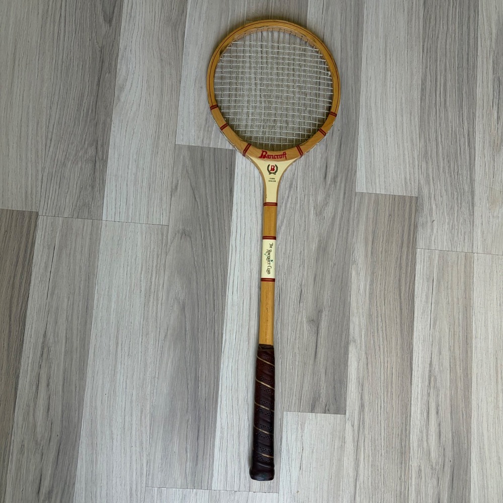 Vintage Bancroft The Racquet Club Wooden Squash Racquet Fibre Sealed Wood Brown